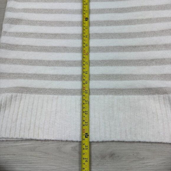 Ann Taylor Loft Oversized Cowl Neck Sweater Womens Small White Silver Stripe - Picture 7 of 7